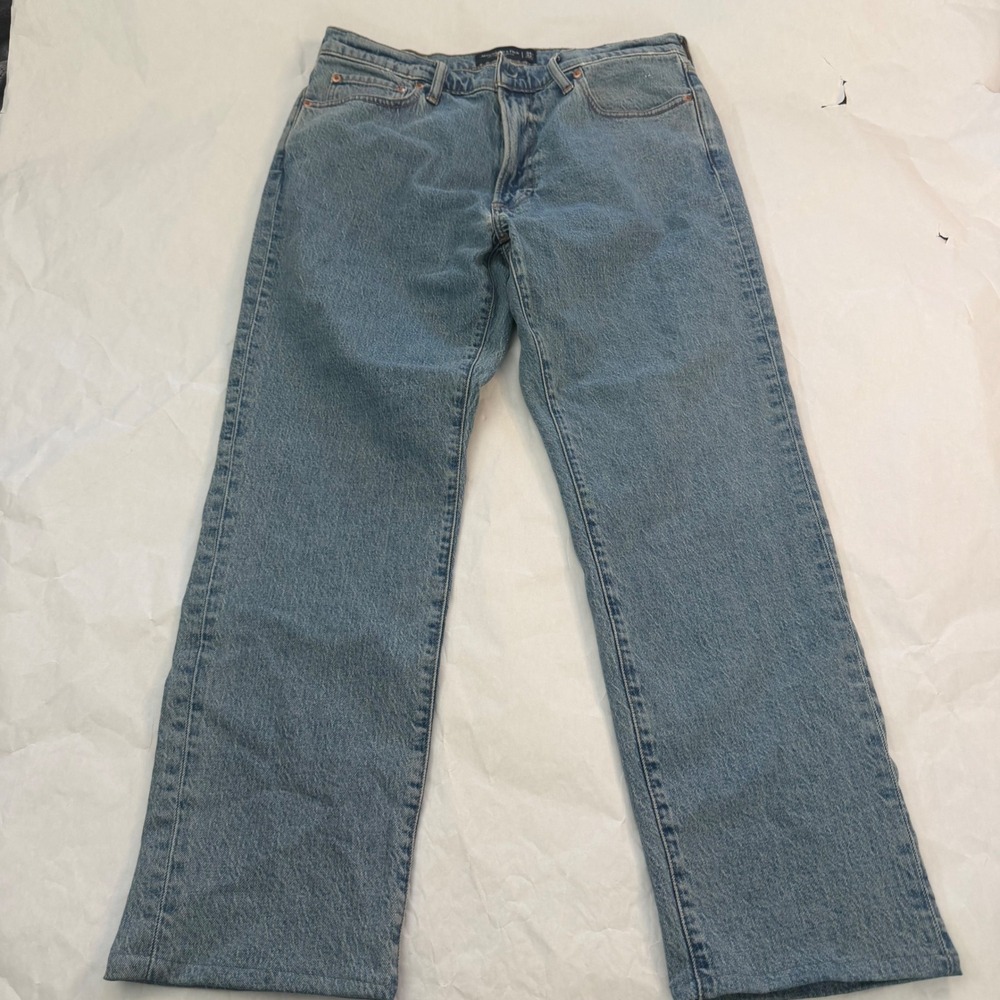 Abercrombie Fitch Mens Jeans 34x30 Vintage Stretch Straight Light Wash Denim